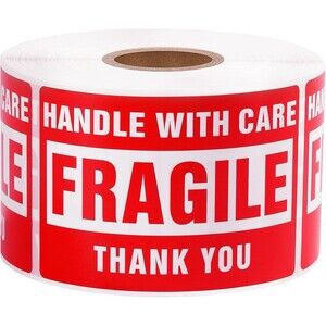 500 Fragile Stickers 2x3" Roll Handle With Care Shipping Labels Self Adhesive